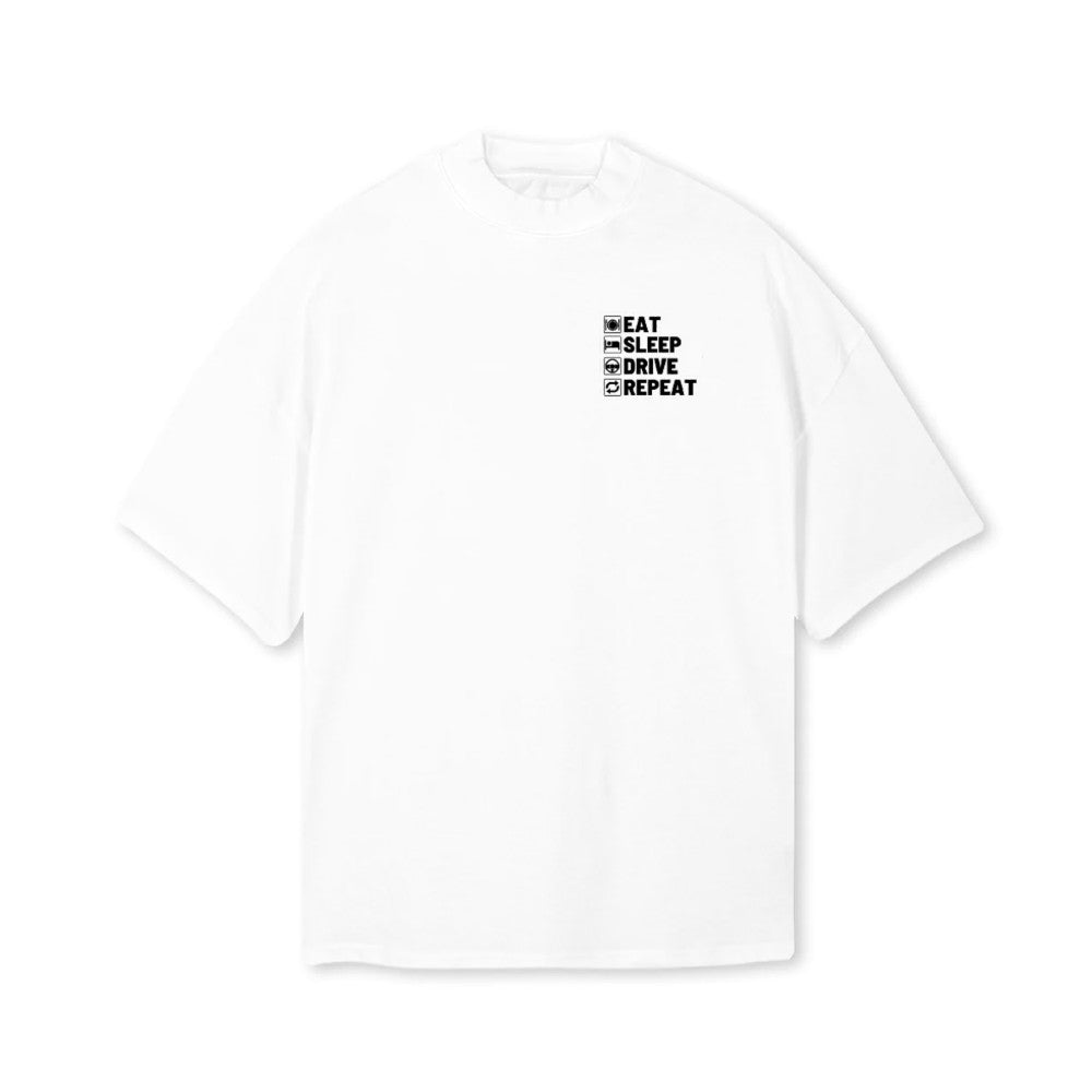 Eat Sleep Drive Repeat Oversized T-Shirt - White