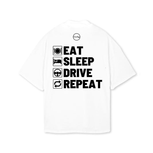 Eat Sleep Drive Repeat Oversized T-Shirt - White