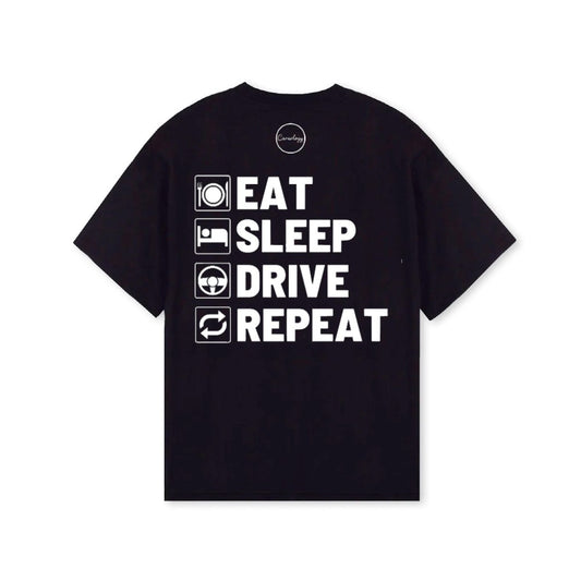 Eat Sleep Drive Repeat Oversized T-Shirt - Black